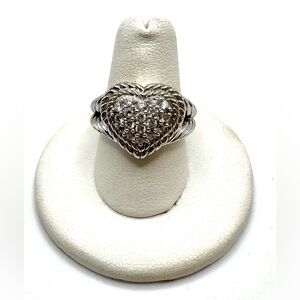 Judith Ripka Sterling Silver Diamonique Pave Heart Ring